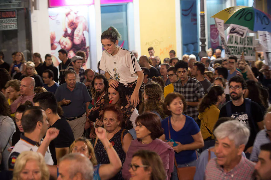 Miles de vecinos realizan una marcha desde la calle Torre de Romo hasta la Delegación del Gobierno para volver a pedir el soterramiento de las vías