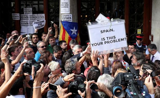 Protestas independentistas tras las detenciones.