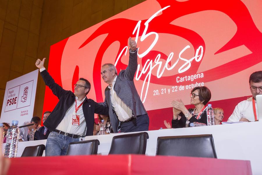 La jornada inaugural del cónclave de los socialistas murcianos, celebrado en Cartagena, ha contado con la presencia del secretario general del PSOE, Pedro Sánchez