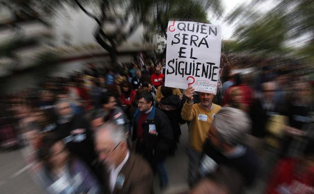 Imagen de archivo de una manifestaicón contra las agresiones a profesores. 