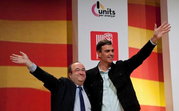 Pedro Sánchez y Miquel Iceta, hoy en Gerona.