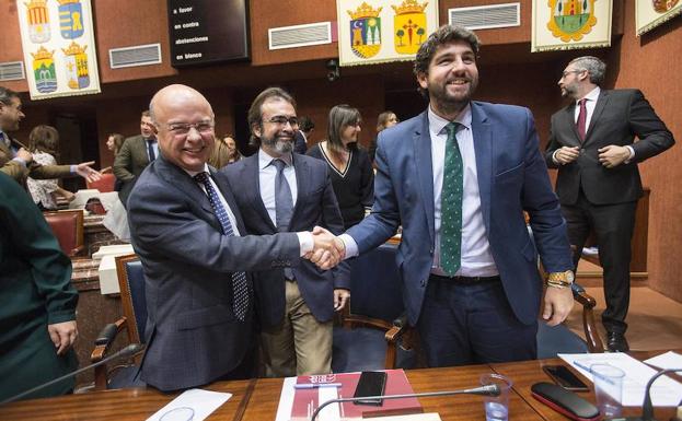 Fernando López Miras, esta mañana en la Asamblea Regional. 