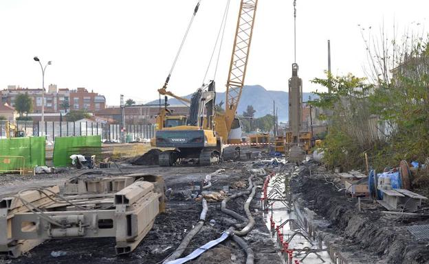 Obras del AVE en el entorno de la estación del Carmen. 