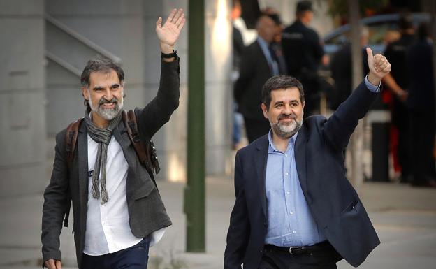 Jordi Cuixart y Jordi Sánchez, el día de su declaración ante la Audiencia Nacional.