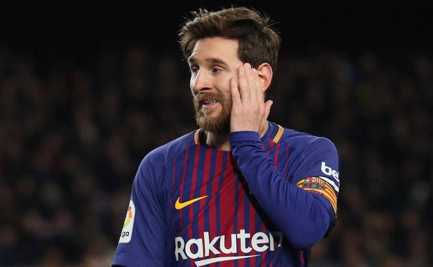 Messi, durante un partido con el Barcelona. 