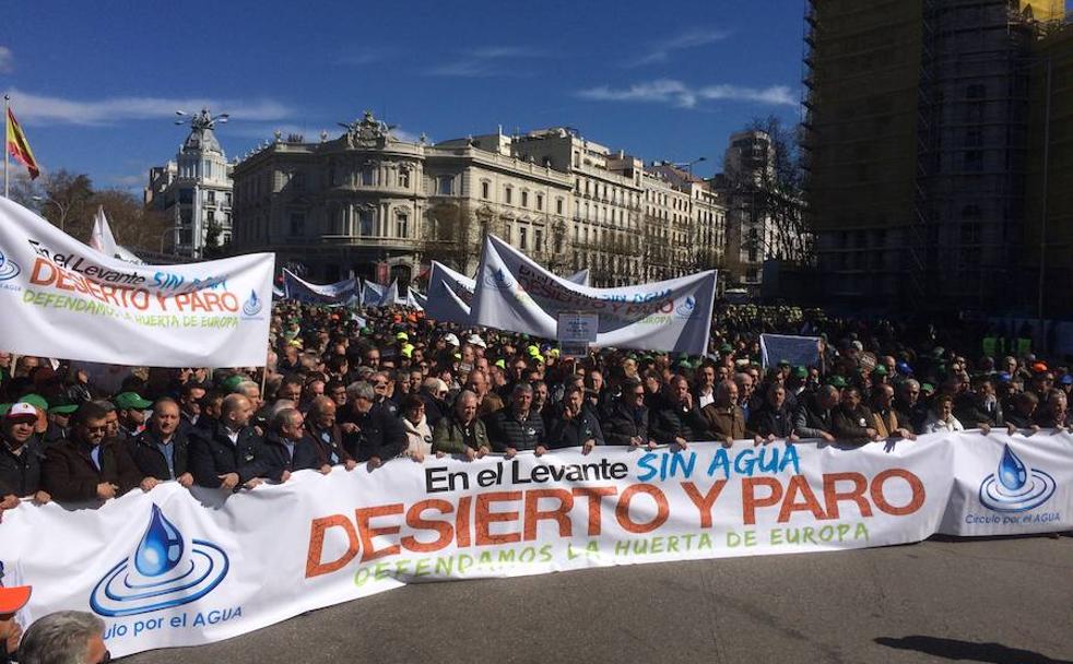 Los regantes, a su llegada a Madrid.