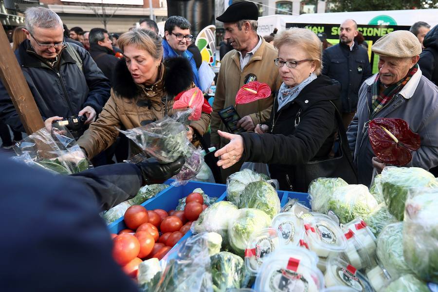 Los asistentes repartieron fruta y verduras en la plaza de Callao, Cascorro y Lavapiés, para pedir solidaridad ante el déficit hídrico del Levante.