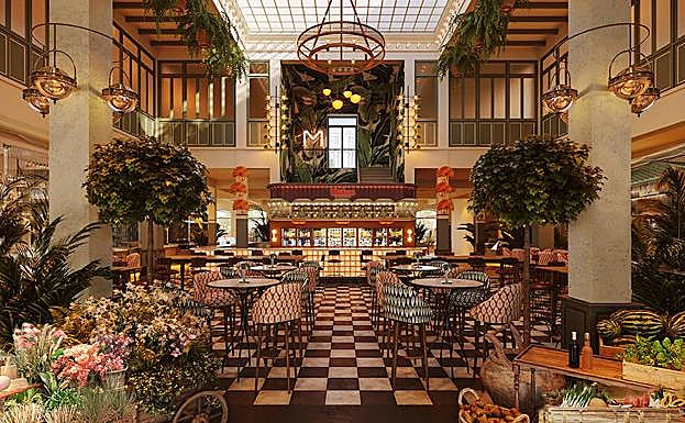 Imagen principal - Recreación del interior del Mercado de Correos. 