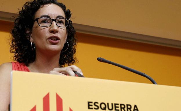 Marta Rovira, durante la rueda de prensa para valorar los actos de la Diada. 