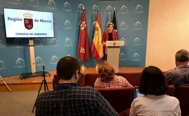 Noelia Arroyo, durante la rueda de prensa para informar del Consejo de Gobierno. 