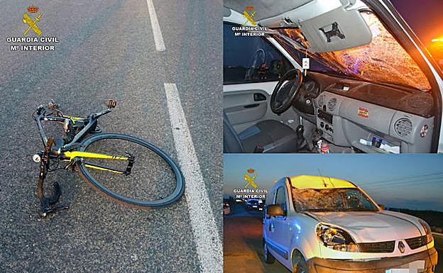 Estado en el que quedaron la bicicleta y el vehículo.