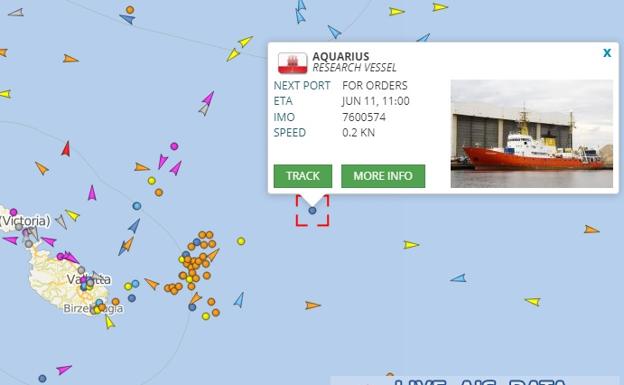 Gráfico. La localización del 'Aquarius', en directo.