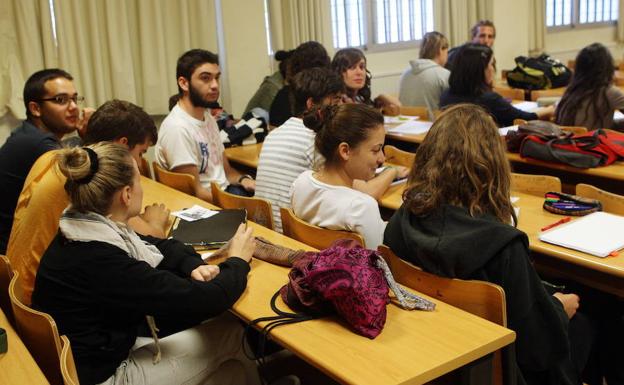 Un aula de la Universidad de Murcia.