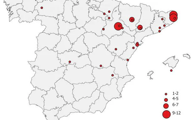 Observaciones de estorninos rosados hasta la fecha en España.