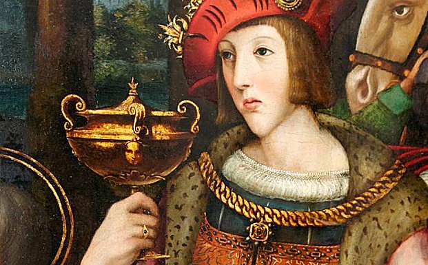 Carlos V sosteniendo una copa en La Adoración de los Magos (Marco Cardisco, s. XVI).