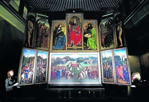 Retablo de la 'Adoración del Cordero Místico', poco después de su restauración hace dos años. 