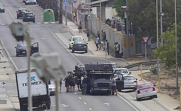 Imagen del rodaje en el citado polígono el pasado 4 de julio.