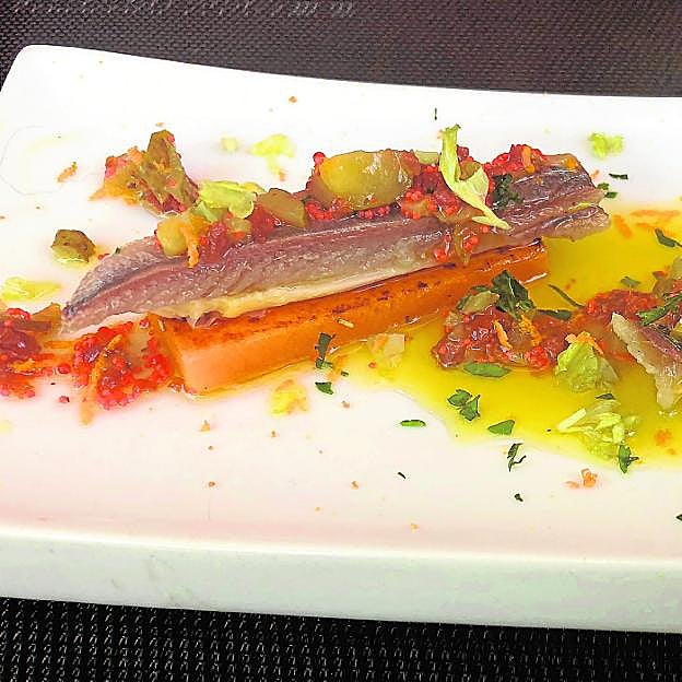 Tapa de calabaza y sardina ahumada