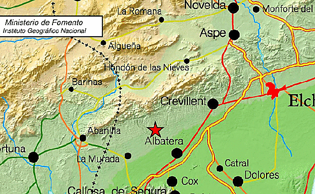 El epicentro del terremoto en Albatera.