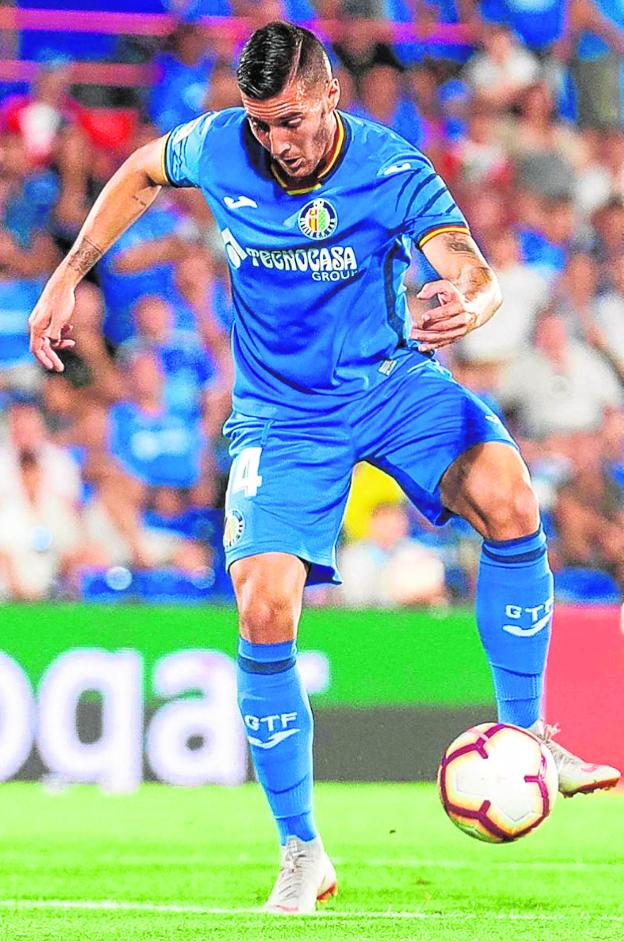 Sergi Guardiola, en su primer partido oficial con el Getafe. 