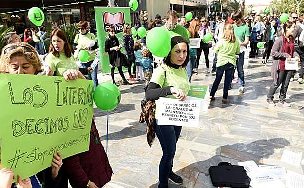 Imagen de archivo de una protesta de los interinos. 