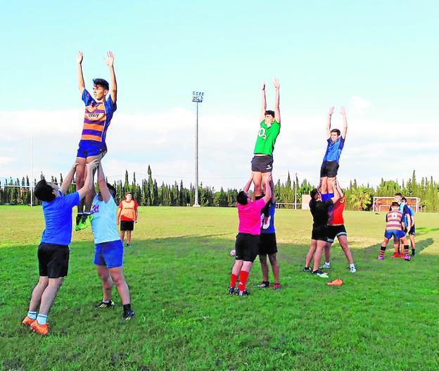 Entrenamiento de la selección base regional de rugby. 