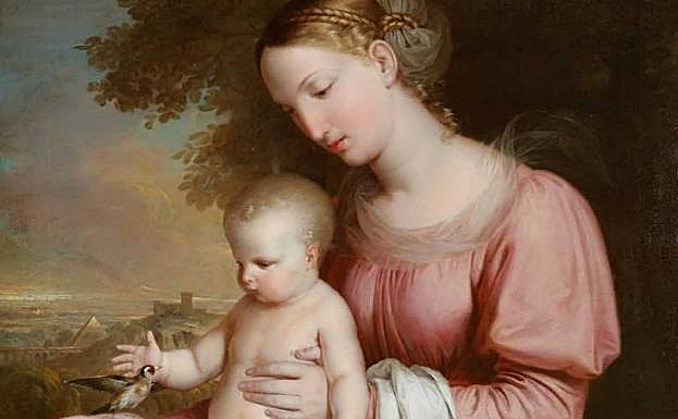 Imagen principal - 'Virgen del jilguero', obra que impulsa la muestra (1824-1827). 'Niña sentada en un paisaje' (1842). Museo del Prado. 'Retrato de José María Benítez Bragaña' (1832). Museo de Bellas Artes de Murcia. 