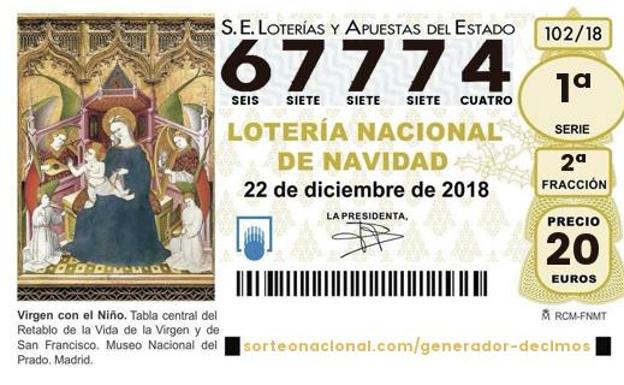 El segundo cuarto premio va para el 67774