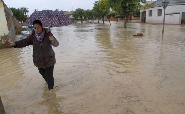 Calles inundadas en Los Alcázares durante el episodio de lluvias de noviembre.