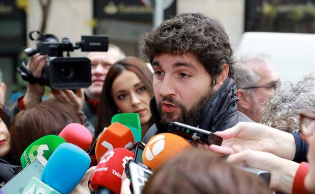 López Miras, a su llegada al Comité Ejecutivo Nacional del PP en Madrid.