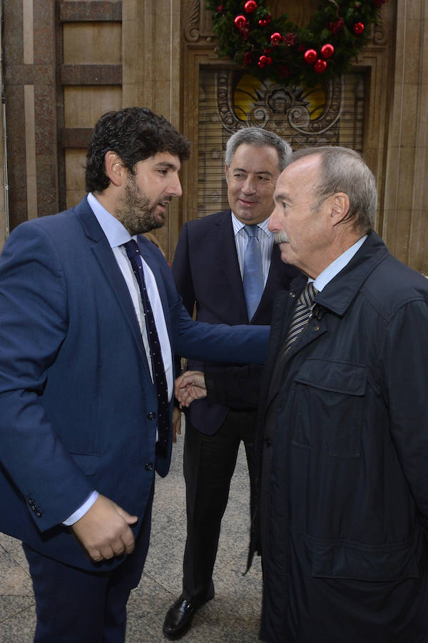 El jefe del Ejecutivo regional, Fernando López Miras, anuncia durante su intervención en el Foro Nueva Murcia que el Consejo de Gobierno estudiará este miércoles el recurso contra el 'trasvase cero'