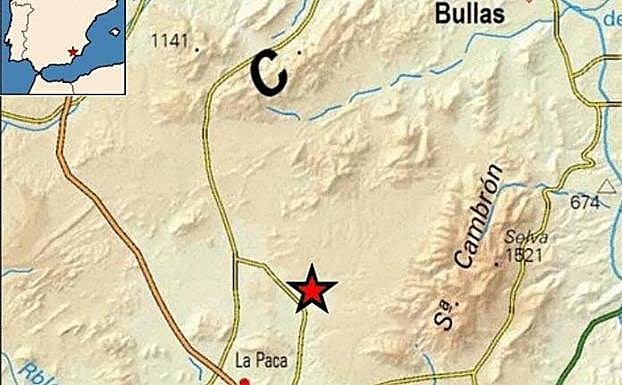 Epicentro del terremoto en Bullas.