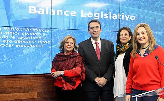 Isabel Borrego (2ª d), ayer, junto a los diputados en el Congreso María Dolores Bolarín, Javier Ruano y Ascensión Carreño.
