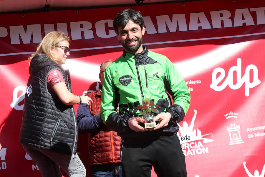 José Antonio Meroño, Andrés Mico y Juan Luis Mata, son los tres primeros clasificados en el Maratón.