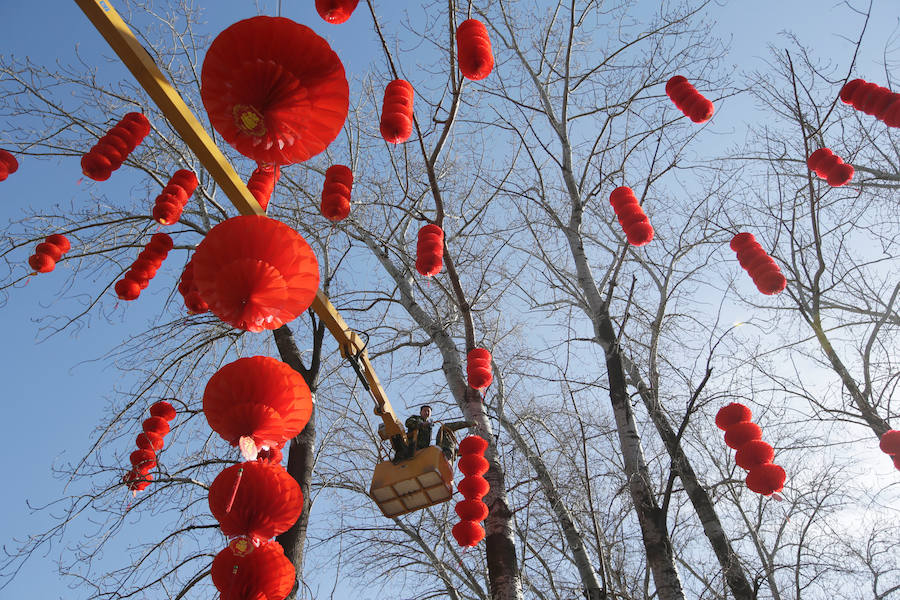 La danza del león es una característica común para traer buena fortuna, prosperidad, buena suerte a las empresas y ahuyentar a los espíritus malignos durante el Año Nuevo Lunar que se celebra el 5 de febrero de este año.