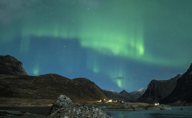 Aurora boreal en las islas Lofoten. 