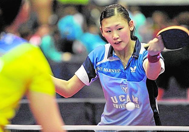 Maria Xiao, en un partido con el UCAM Cartagena. 