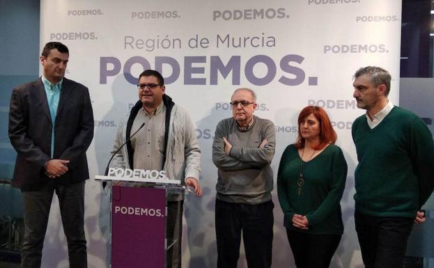 Rueda de prensa de Podemos Región de Murcia, celebrada este jueves.