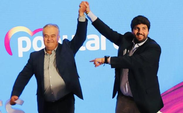 Pagán y López Miras en el acto de presentación de la candidatura.