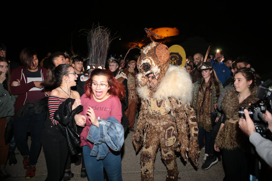 Cristina Moreno encarnó a la bestia de las fiestas del Carnaval con un traje que simulaba una abeja y acompañada por un séquito de setenta apicultores