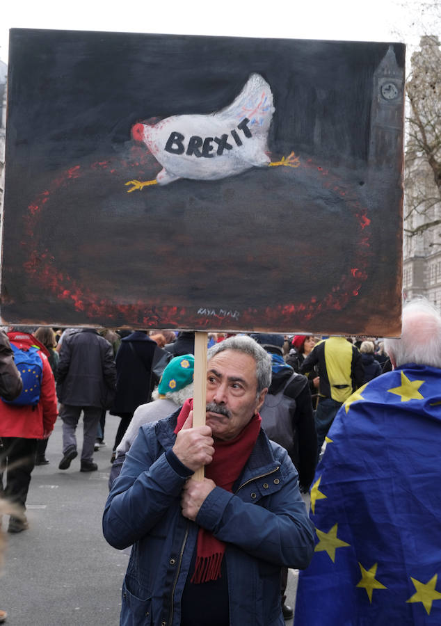 Un millón de británicos, según los organizadores, procedentes de las islas escocesas, de Bristol, Mánchester o Leeds se han manifestado por el centro de Londres para exigir que se celebre un segundo referéndum sobre el 'Brexit'.