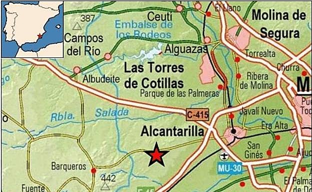 Epicentro de uno de los terremotos.