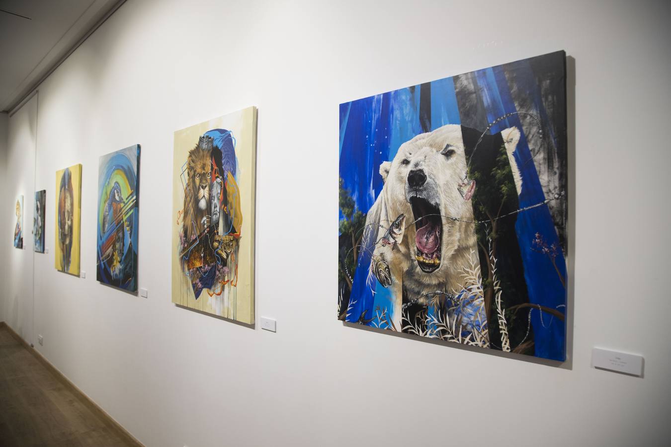 Obras de la exposición 'Desfragmentación secuencial', que se exhibe estos días en Mazarrón.