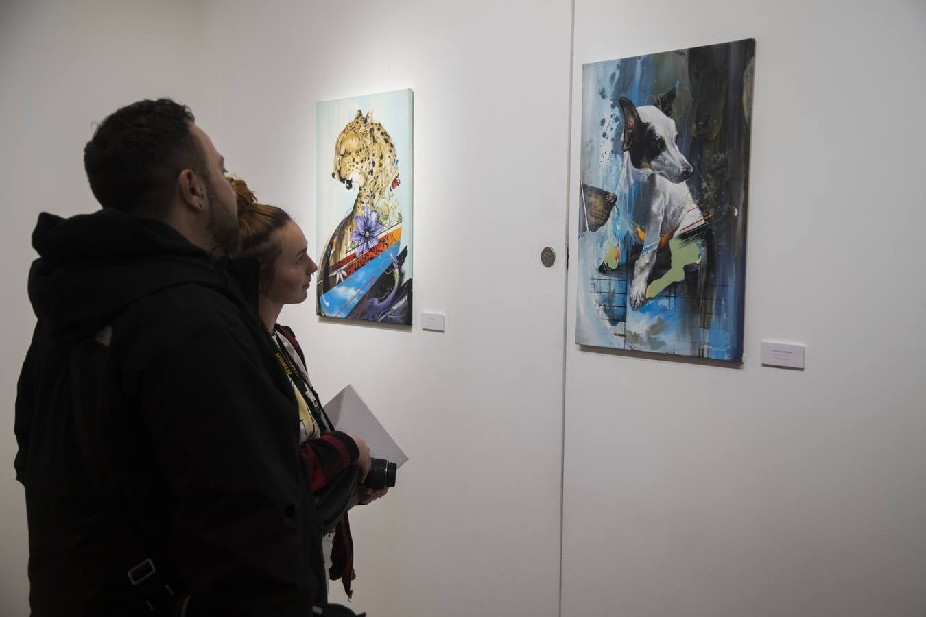 Obras de la exposición 'Desfragmentación secuencial', que se exhibe estos días en Mazarrón.