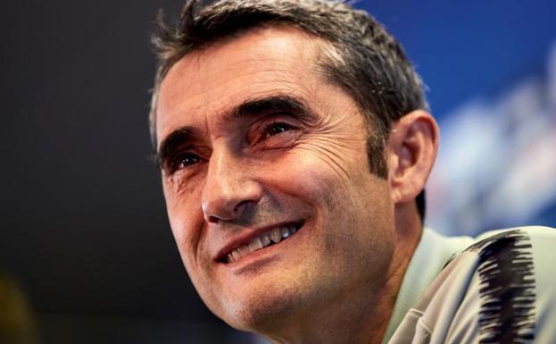 Ernesto Valverde, durante la rueda de prensa. 