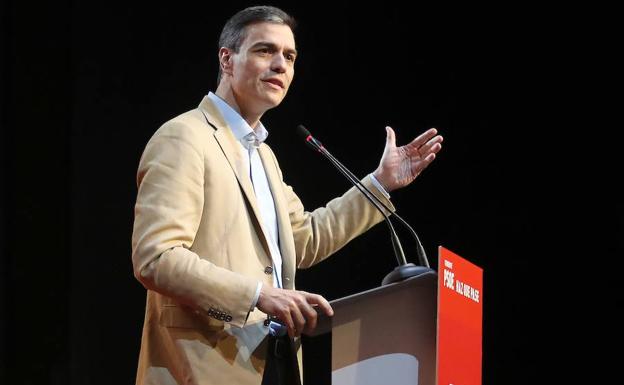 El presidente del Gobierno Pedro Sánchez, durante el mitin que dio este sábado en la isla de Tenerife.