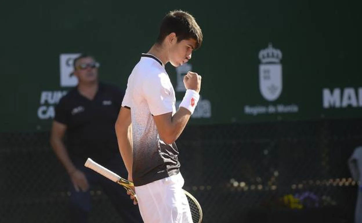 Carlos Alcaraz, en el Challenger celebrado en el Club de Tenis de Murcia la pasada semana. 