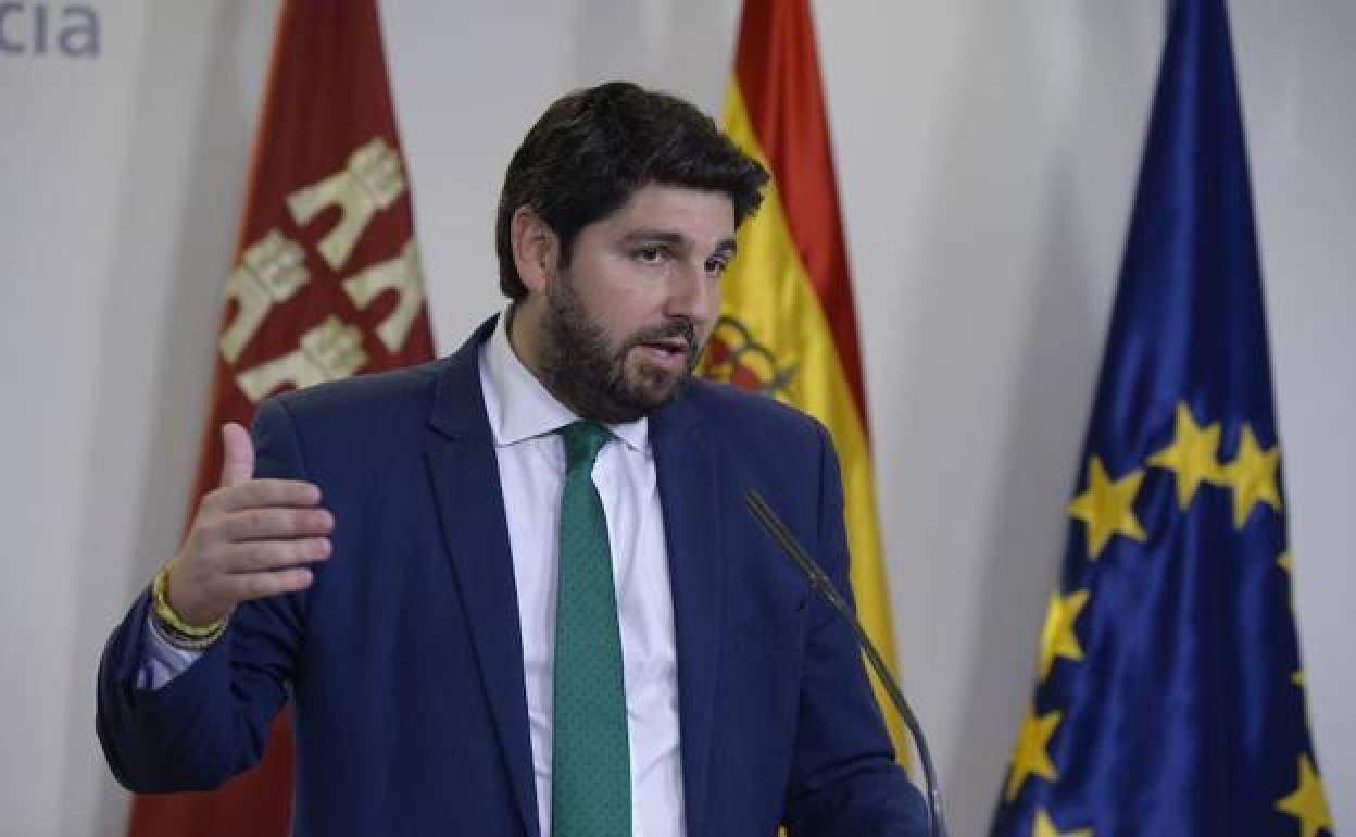 López Miras en una comparecendia de prensa en una foto de archivo.