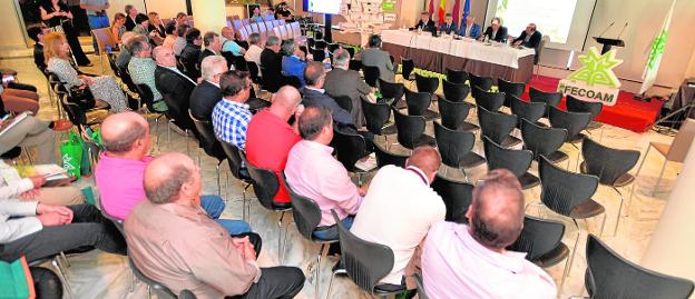 Los cooperativistas murcianos, ayer, durante la celebración de la asamblea general de Fecoam. 