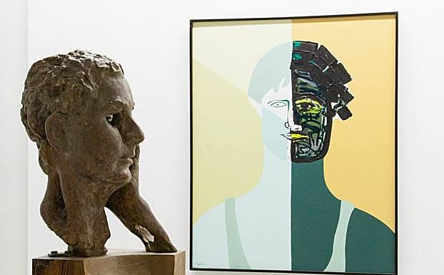 Pintura y escultura.Dos de las obras que pueden contemplarse en el Muram. Un óleo de María Dolores Andreo y una escultura de Elisa Séiquer. 